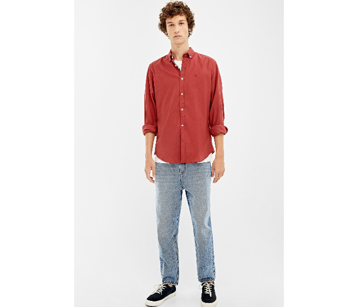 Springfield 027665068 XXXL Long Sleeve Plain Shirt for Men - Wine - Zoom Image 1