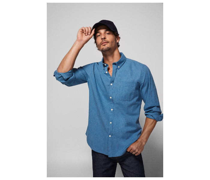 Springfield 027484416 Extra Small Long Sleeve Plain Shirt for Men - Light Blue - Zoom Image 1