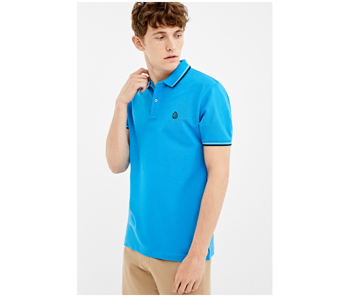 Springfield 143601585 XS Basic Slim Fit Polo Shirt for Men - Blue - Zoom Image 2