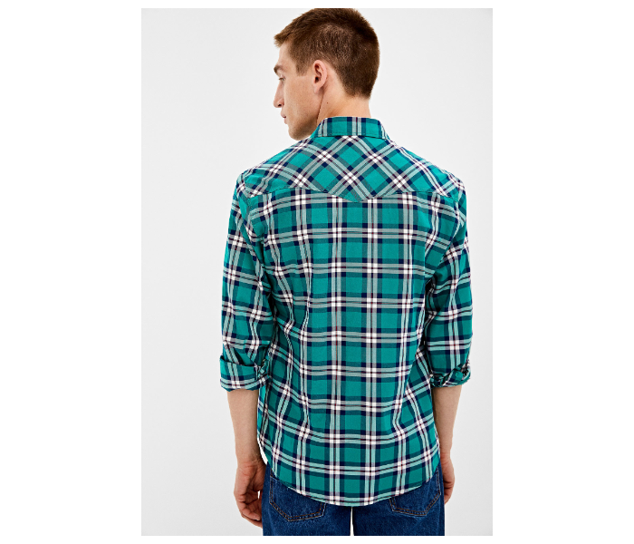 Springfield 033645921 Extra Small Long Sleeve Checked Shirt for Men - Green - Zoom Image 3