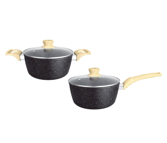 Insiya SV31 15 Piece Premium Granite Coated Aluminium Cookware Set - Black - Zoom Image 2