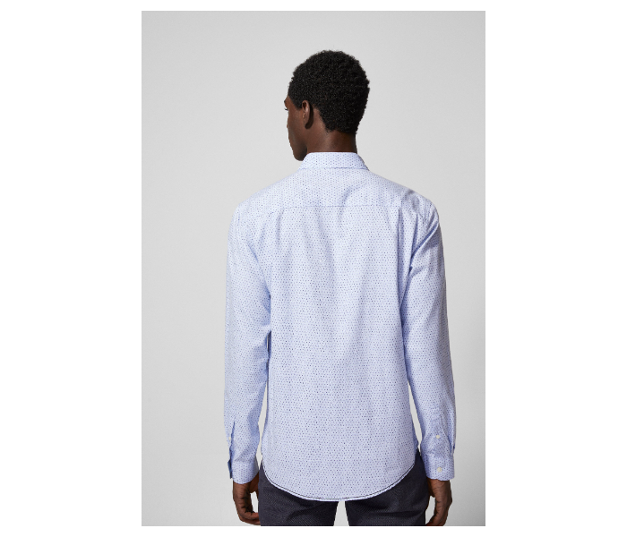 Springfield 028473415 Extra Small Mircoprint Long Sleeve Shirts for Men - Medium Blue - Zoom Image 2