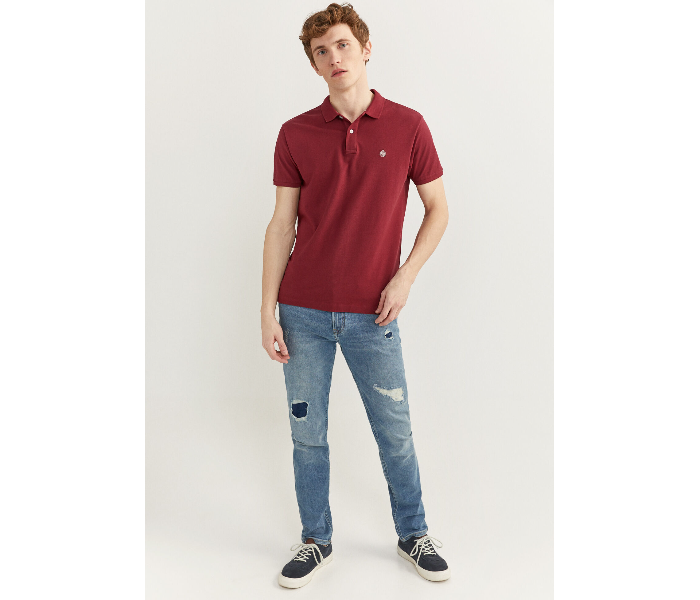 Springfield 143759369 Small Basic Slim Fit Polo Shirt for Men - Maroon - Zoom Image 1