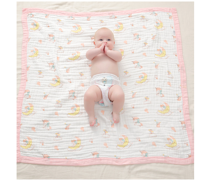 Phoenix MUSBLNK6LY 6 Layer Muslin Cotton Baby Swaddle Blanket - Yellow Border(Chicken Print) - Zoom Image 7