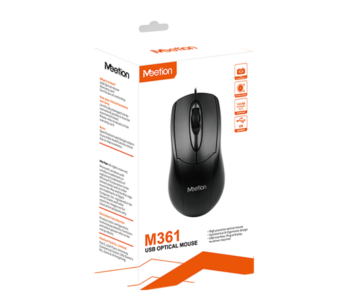 Meetion M361 USB Wired Mouse - Black - Zoom Image 6