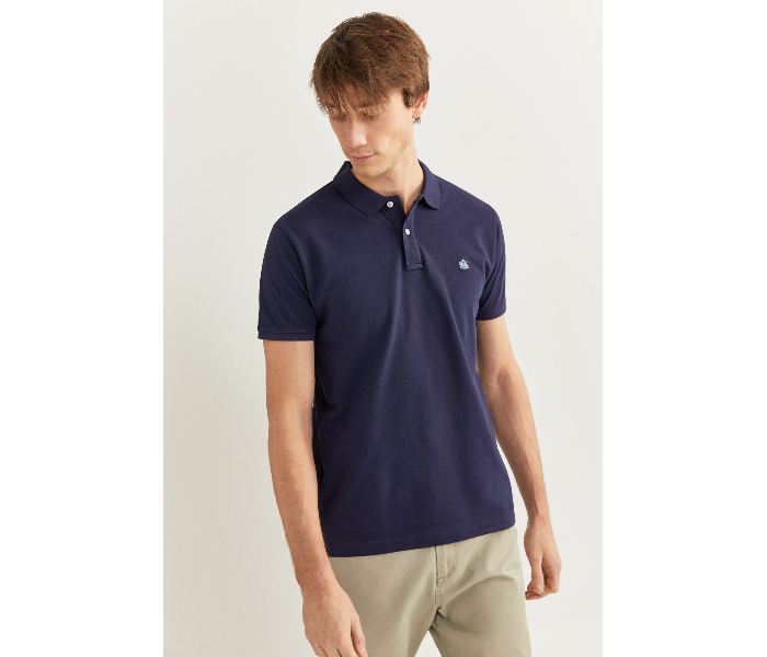 Springfield 143759312 XXL Basic Slim Fit Polo Shirt for Men - Medium Blue - Zoom Image 1