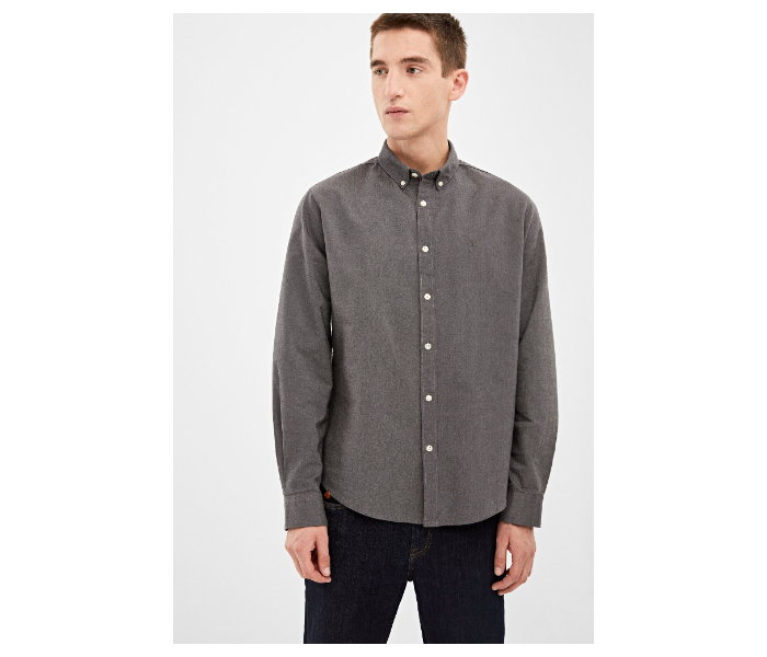 Springfield 027661843 Extra Small Long Sleeve Plain Shirt for Men - Dark Grey - Zoom Image 2