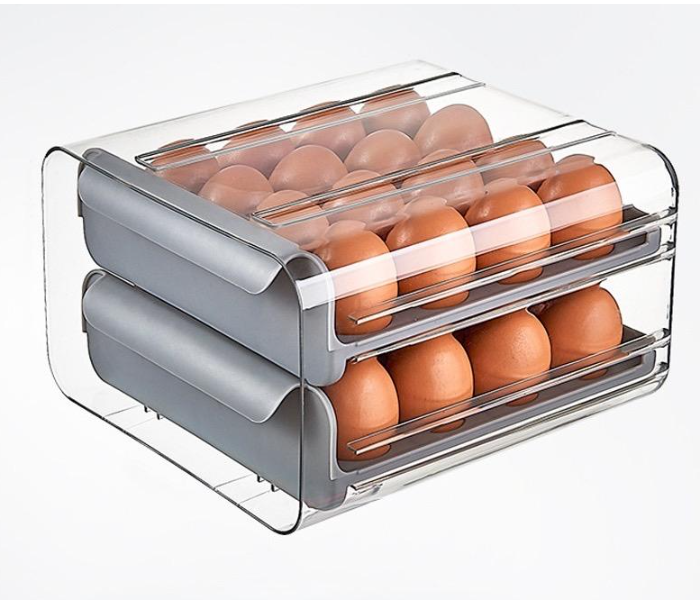 40 Grids Double Layer Drawer Egg Tray Large Capacity Egg Holder for Refrigerator - Grey - Zoom Image 1