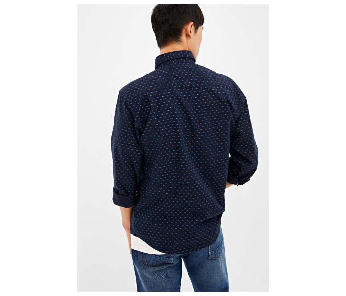 Springfield 028682612 Small Mircoprint Long Sleeve Shirts for Men - Medium Blue - Zoom Image 3