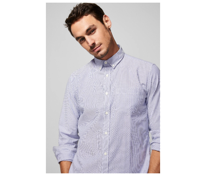 Springfield 094492011 XS Long Sleeve Casual Stripped Shirt for Men - Light Blue - Zoom Image 1