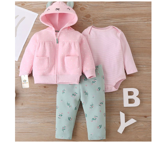 Phoenix 3 pieces Romper Jacket and Pant Set for 9 Month Baby Girls - Pink - Zoom Image 1