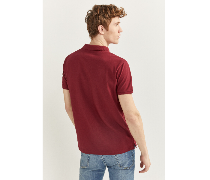 Springfield 143759369 Small Basic Slim Fit Polo Shirt for Men - Maroon - Zoom Image 3