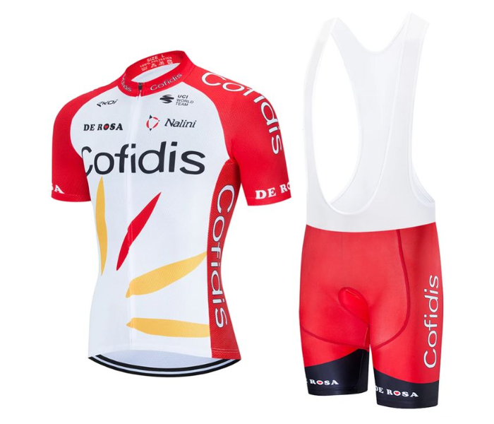 Cofidis XXXL Short Sleeve Road Bike Cycling Jersey - Red and White - Zoom Image