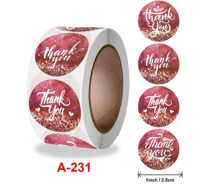 30 Pcs THANK YOU Flowers Stickers Round - Pink - Zoom Image 1