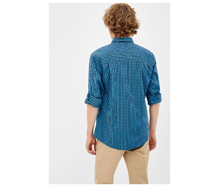 Springfield 033649184 Small Long Sleeve Checked Shirt for Men - Blue - Zoom Image 3