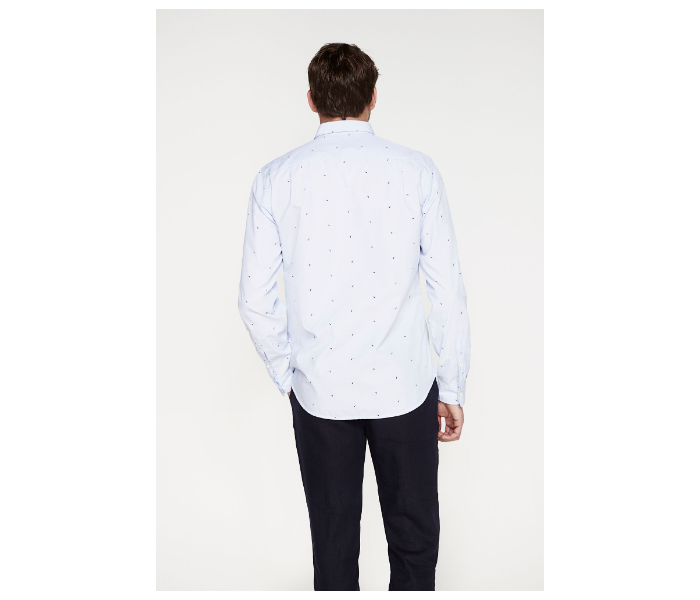 Springfield 028384313 Extra Small Mircoprint Long Sleeve Shirts for Men - Medium Blue - Zoom Image 3