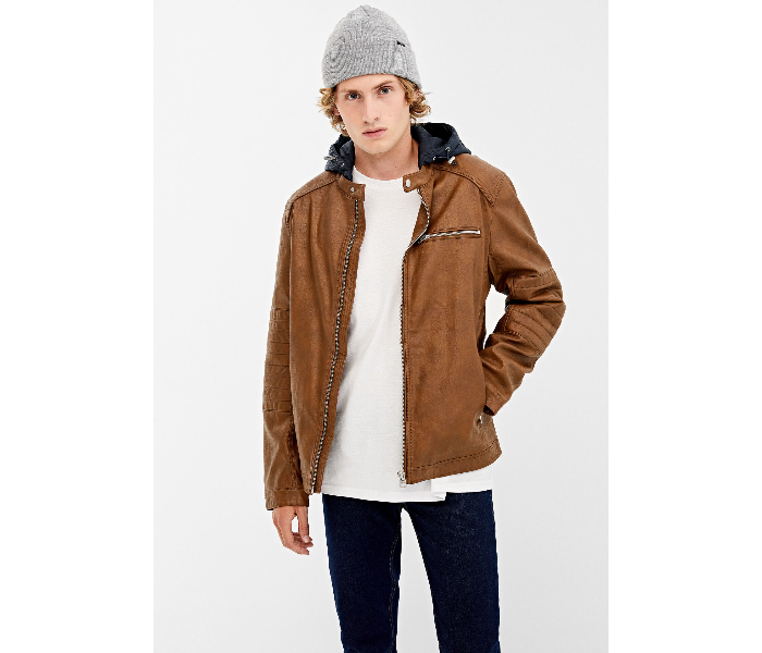 Springfield 048630233 Small PU Jacket for Men - Tan - Zoom Image 2