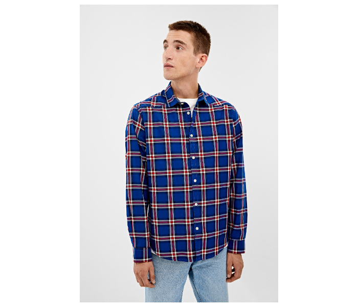 Springfield 033645915 Small Long Sleeve Checked Shirt for Men - Medium Blue - Zoom Image 2