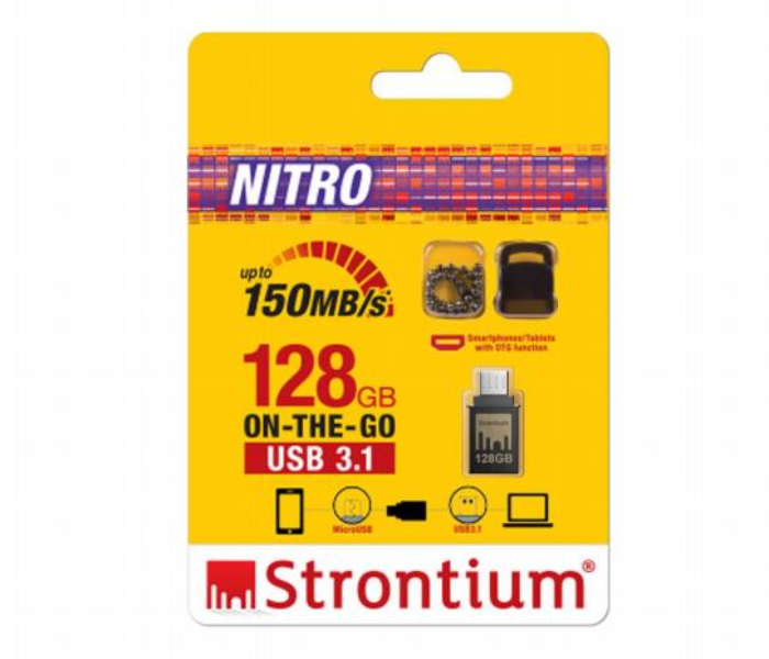 Strontium SR128GBBOTG2Y 128GB NITRO On The Go USB 3.1 OTG Flash Drive - Grey - Zoom Image 2