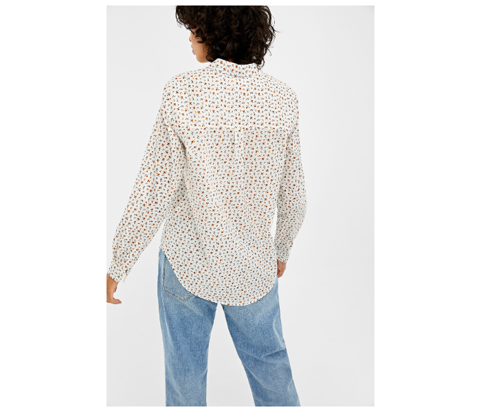 Springfield 679642797 Size 42 Print Design Long Sleeve Blouse for Women - White - Zoom Image 3