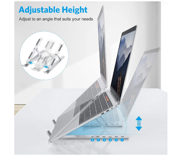 Trands TR-LS021 7 Levels Height Adjustable Aluminium Alloy Laptop Stand - Sliver - Zoom Image 2