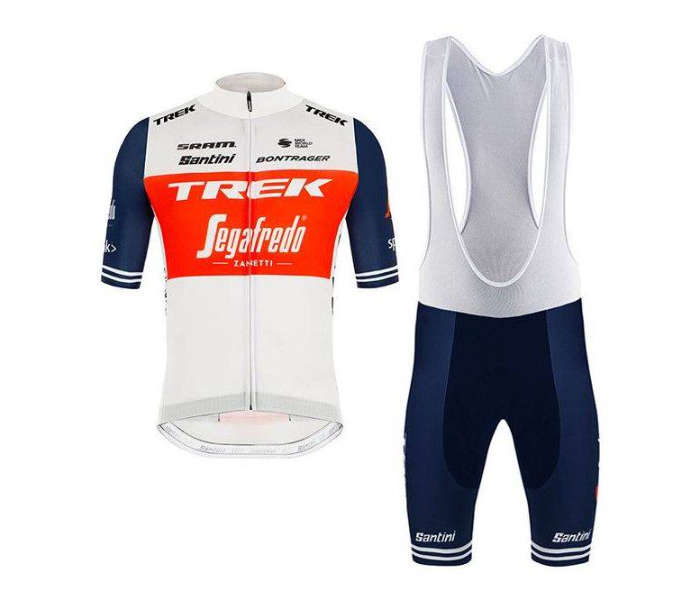 Trek XL Short Sleeve Road Bike Cycling Jersey - White and Blue - Zoom Image