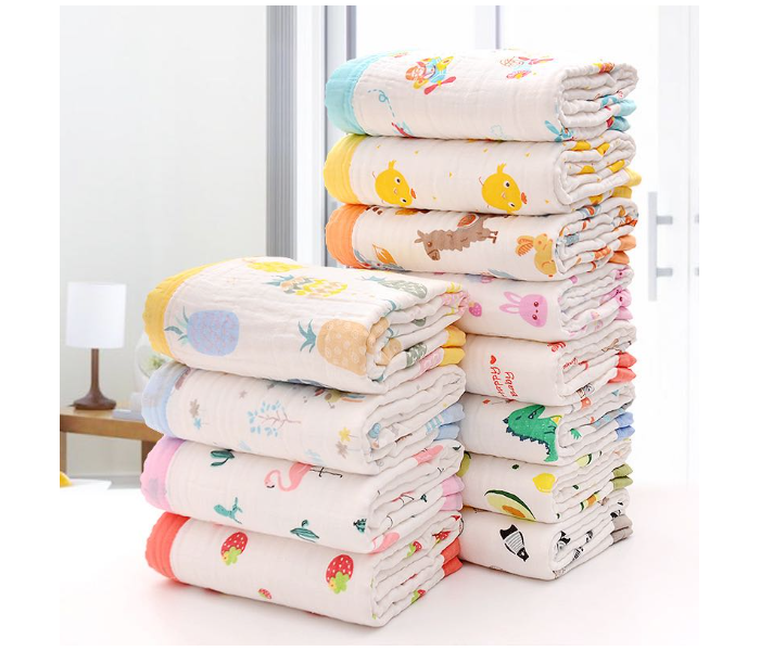 Phoenix MUSBLNK6LY Cartoon Printed 6 Layer Muslin Cotton Baby Swaddle Blanket - Pale Red Border(Vehicle Print) - Zoom Image 8