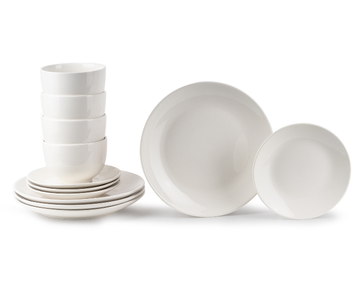 Insiya SV203 12 Piece Superior Quality Porcelain Dinner Set- White - Zoom Image 1