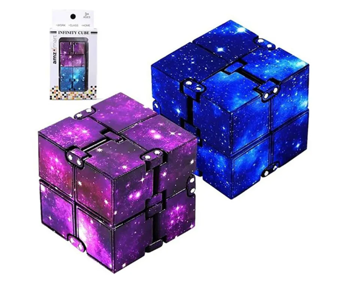 Set of 2-Piece Infinity Cube Anti-Stress Fidget Finger Toy -Blue and Pink - Zoom Image 1