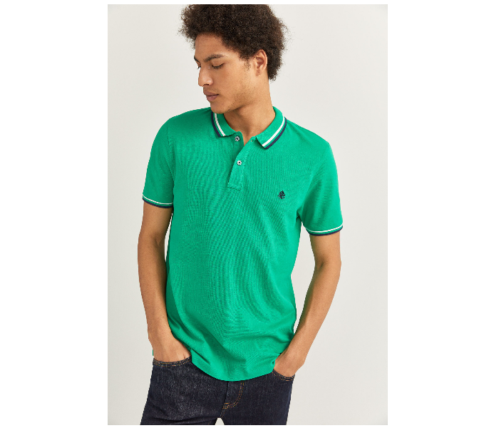 Springfield 143773922 XXXL Basic Slim Fit Polo Shirt for Men - Green - Zoom Image 2