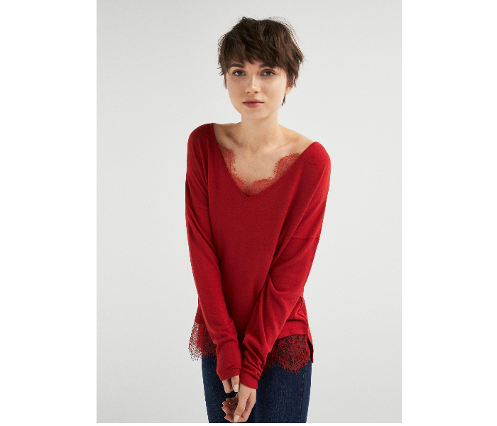 Springfield 676411865 Large Plain Long Sleeve T-Shirt for Women - Red - Zoom Image 2