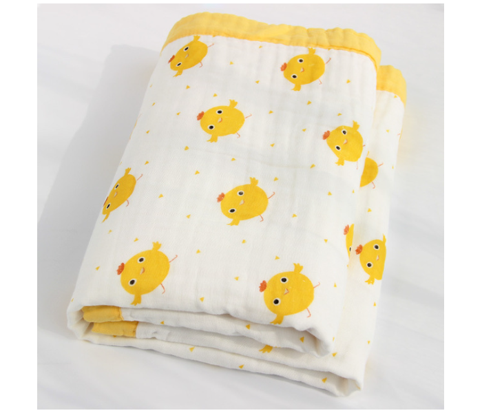 Phoenix MUSBLNK6LY 6 Layer Muslin Cotton Baby Swaddle Blanket - Yellow Border(Cow Print) - Zoom Image 1