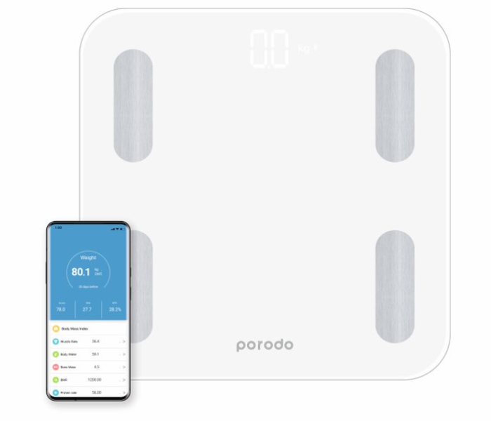 Porodo PD-BF1321BT-WH Digital Bluetooth Full Body Smart Scale - White - Zoom Image 4