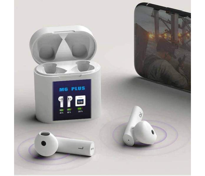 M6 Plus TWS Wireless Bluetooth Earphone with Power Display -White - Zoom Image 1