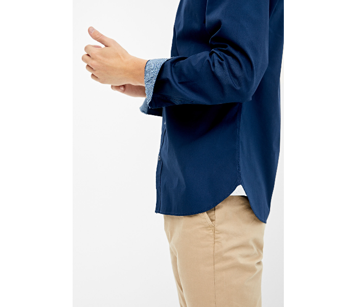 Springfield 150675711 XS Long Sleeve Plain Business Shirt for Men - Dark Blue - Zoom Image 4