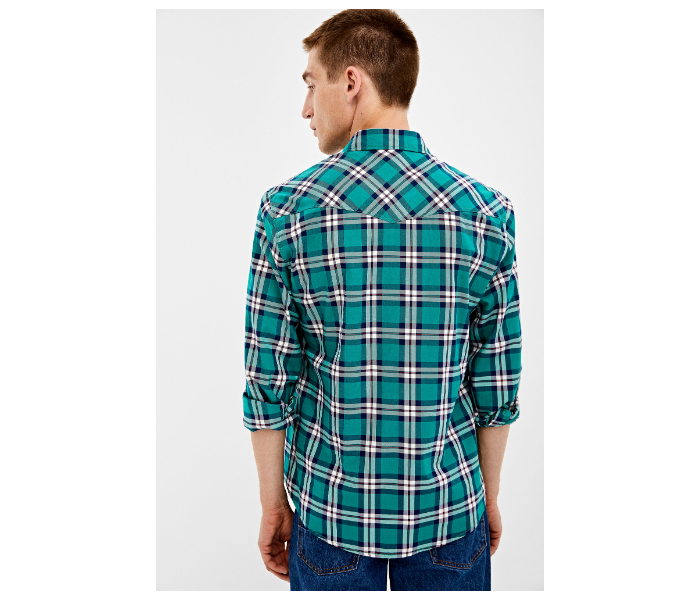 Springfield 033645921 Small Long Sleeve Checked Shirt for Men - Green - Zoom Image 3