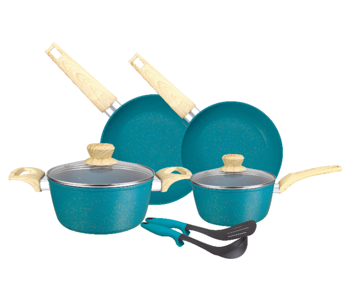 Insiya SV23 8 Piece Premium Granite Coated Aluminium Cookware Set - Dark Teal - Zoom Image 1