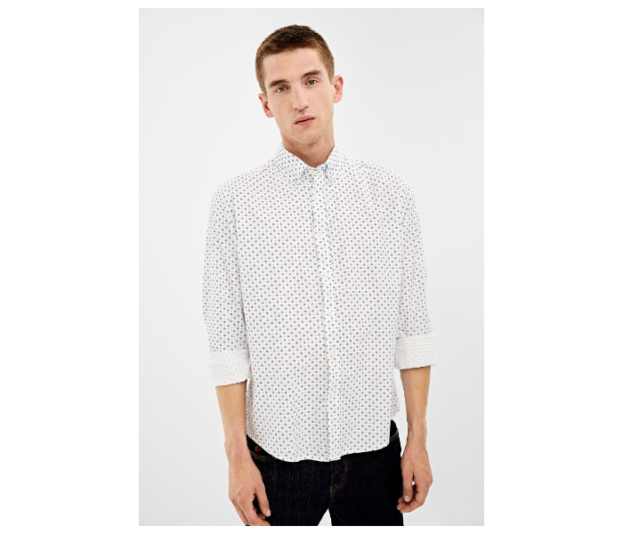 Springfield 028673799 Small Mircoprint Long Sleeve Shirts for Men - White - Zoom Image 2