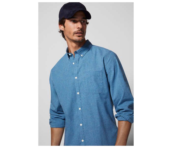 Springfield 027484416 Extra Small Long Sleeve Plain Shirt for Men - Light Blue - Zoom Image 3