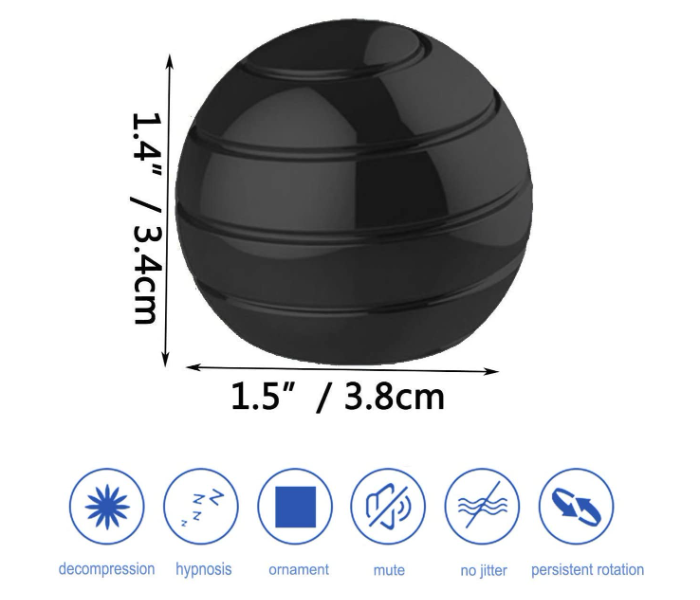 OEM Rotating Sperical Gyroscope Desk Fidget - Black - Zoom Image 3