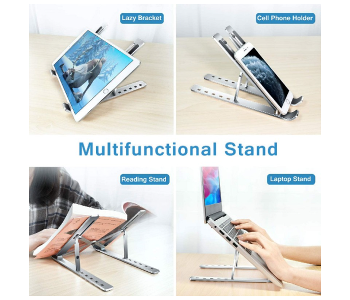 Trands TR-LS021 7 Levels Height Adjustable Aluminium Alloy Laptop Stand - Sliver - Zoom Image 4