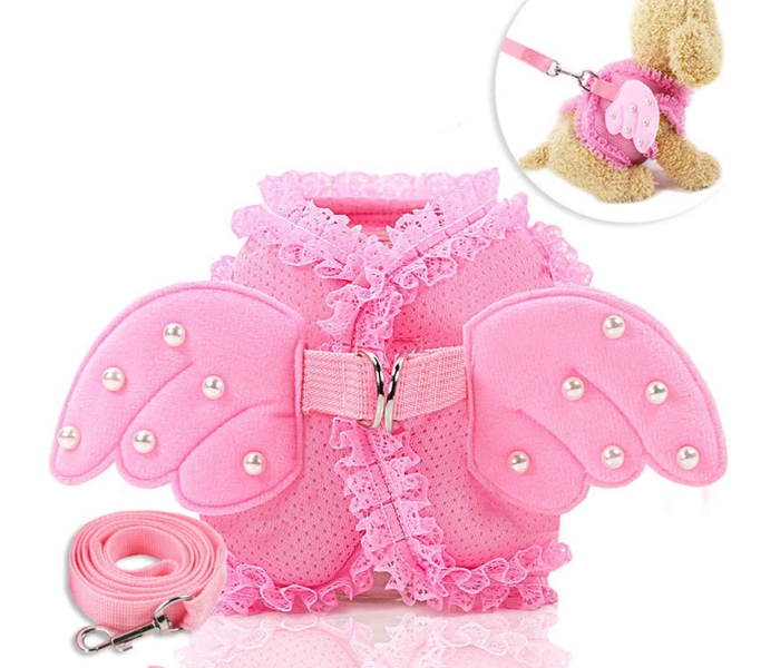 OEM Size XL Pearl Cute Angel Wing Princess Pet Dog and Cat Harness Pet Vest with Adjustable Leash for Small Dogs - Pink - Zoom Image 3