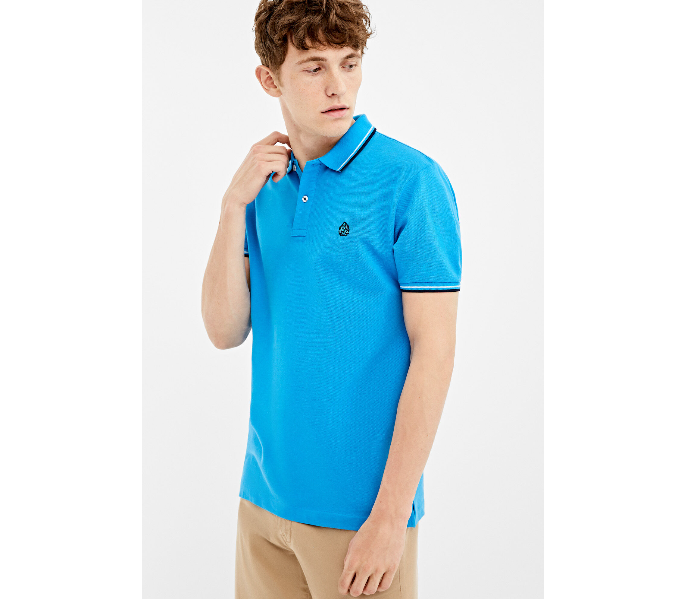 Springfield 143601585 Large Basic Slim Fit Polo Shirt for Men - Blue - Zoom Image 2