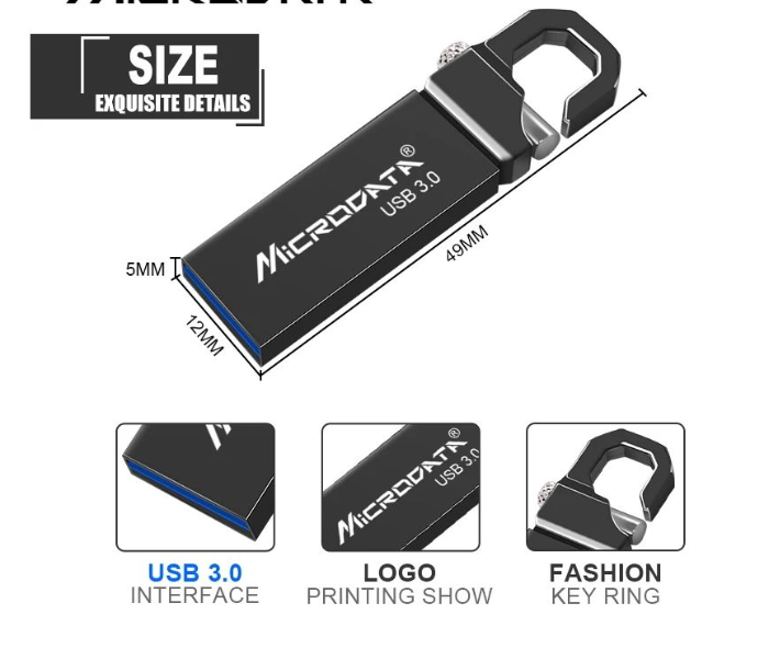 Microdata Fashion Flash Drive 64GB USB 3.0 Flash - Black - Zoom Image 2