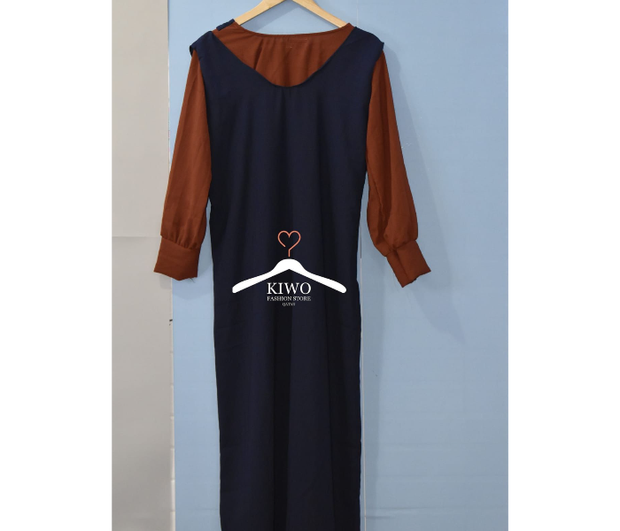 Kiwo XXL Two Pieces Full Sleeve Casual Long Top - Blue and Brown - Zoom Image