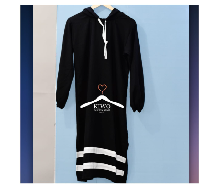 Kiwo KIWO136 Large Full Sleeve Hoodie for Women - Black and White - Zoom Image