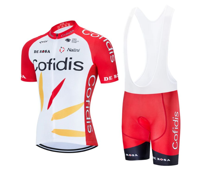 Cofidis Medium Short Sleeve Road Bike Cycling Jersey - Red and White - Zoom Image