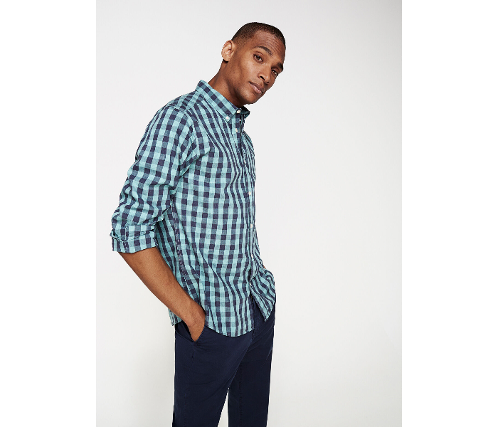 Springfield 033312324 Small Long Sleeve Checked Shirt for Men - Blue - Zoom Image 2