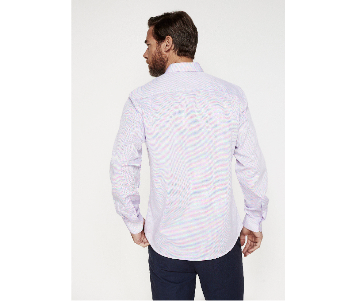 Springfield 151340082 Small Long Sleeve Stipped Business Shirt for Men - Blue and Pink - Zoom Image 3