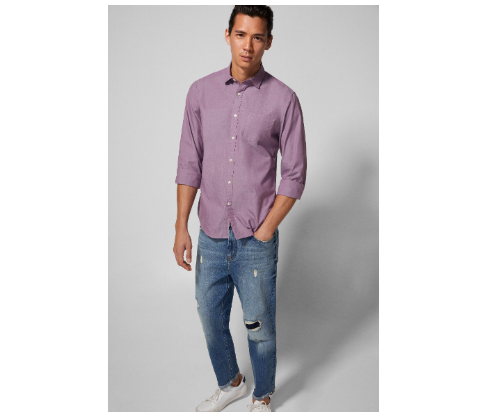 Springfield 027483681 Small Long Sleeve Plain Shirt for Men - Purple - Zoom Image 1